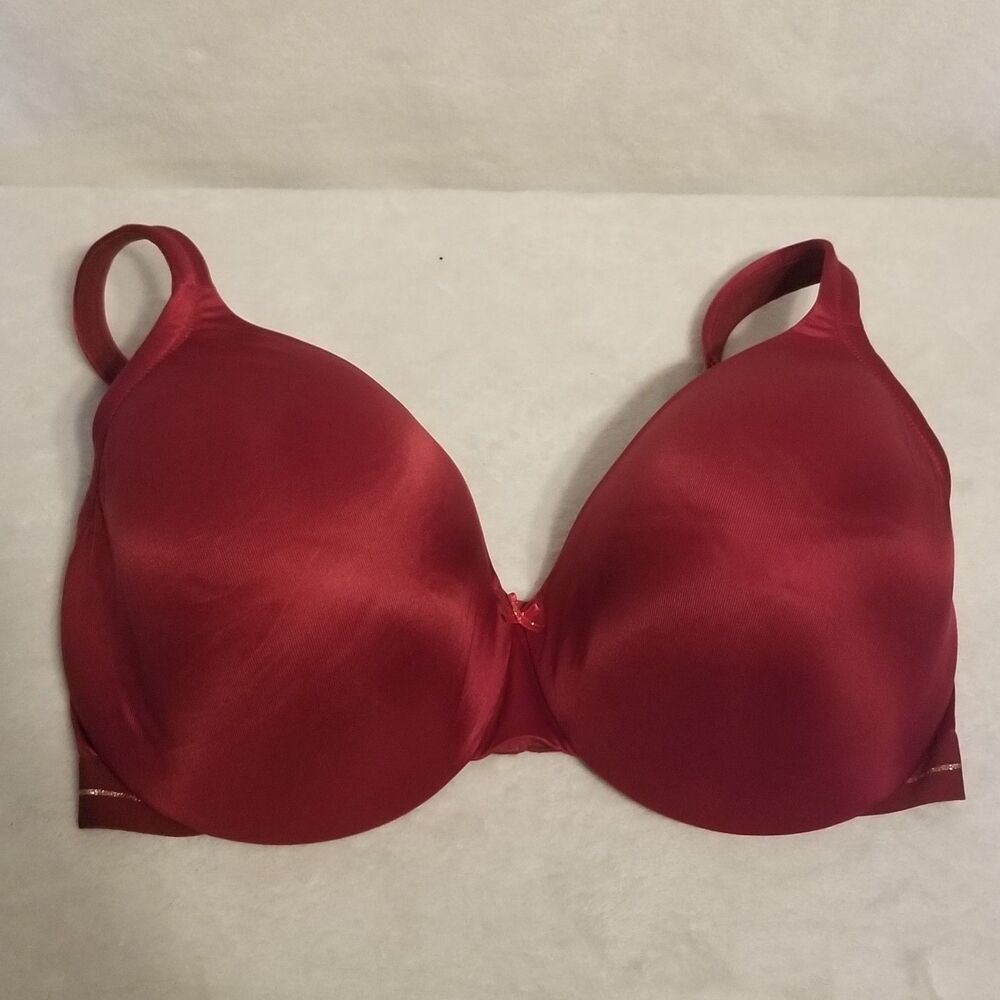 Cacique 42F Bra Lightly Lined Full Coverage Maroon Red Underwire Adj Straps